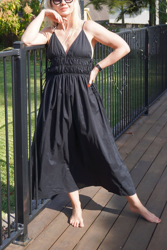 black linen dress maxi linen dress v neck female dress