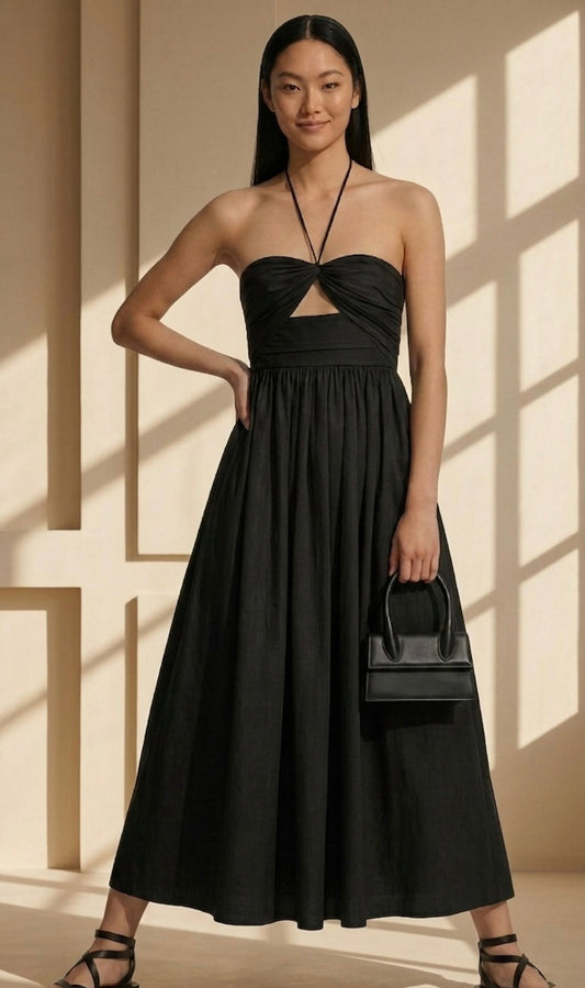 Aurelia dress_linen summer dress_maxi black dress
