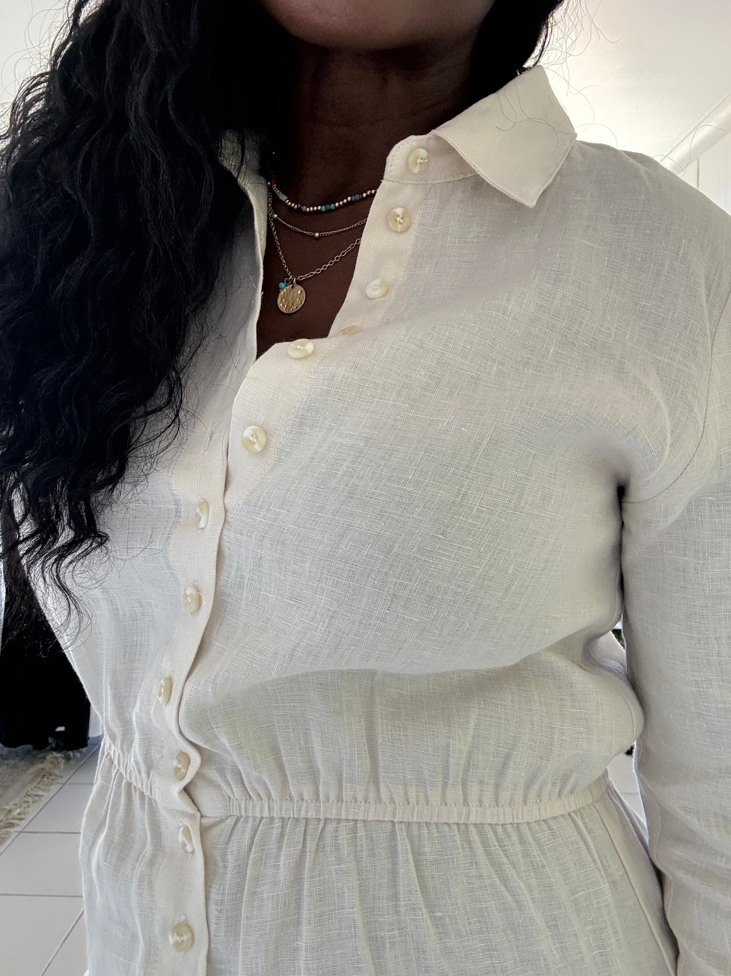 linen shirt dress beige