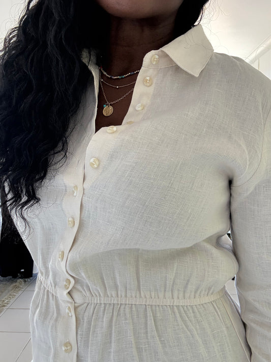 linen shirt dress beige